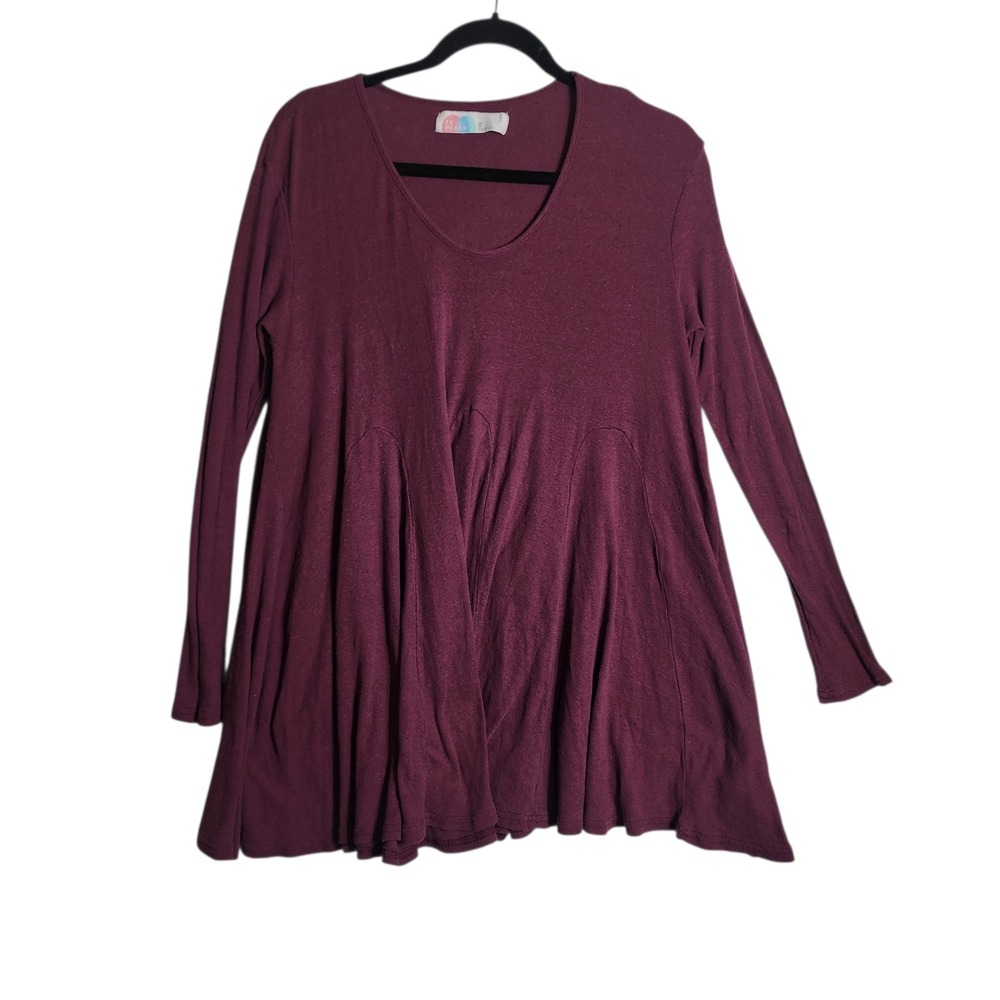 Free People Beach Women's XS Plum Cotton Linen Long Sleeve Tunic OB1683488